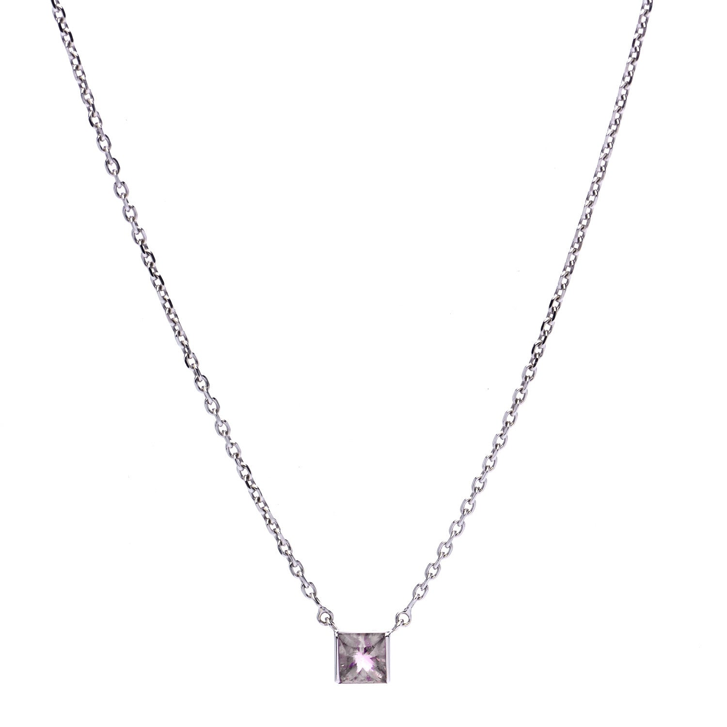 Cartier 18K White Gold Pink Tourmaline Tank Pendant Necklace 1 of 6