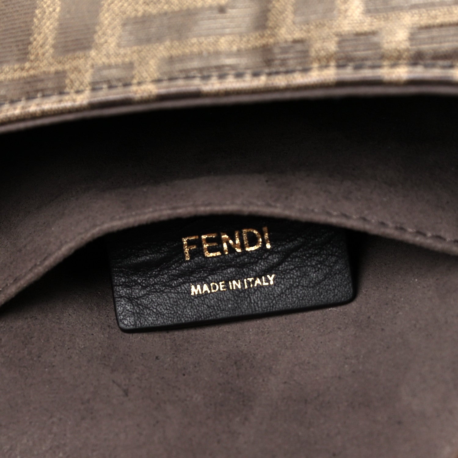 Fendi Glazed Fabric Vitello Century FF 1974 Stamp Patch Mini Double F Crossbody Bag Mogano Panna Black 6 of 9