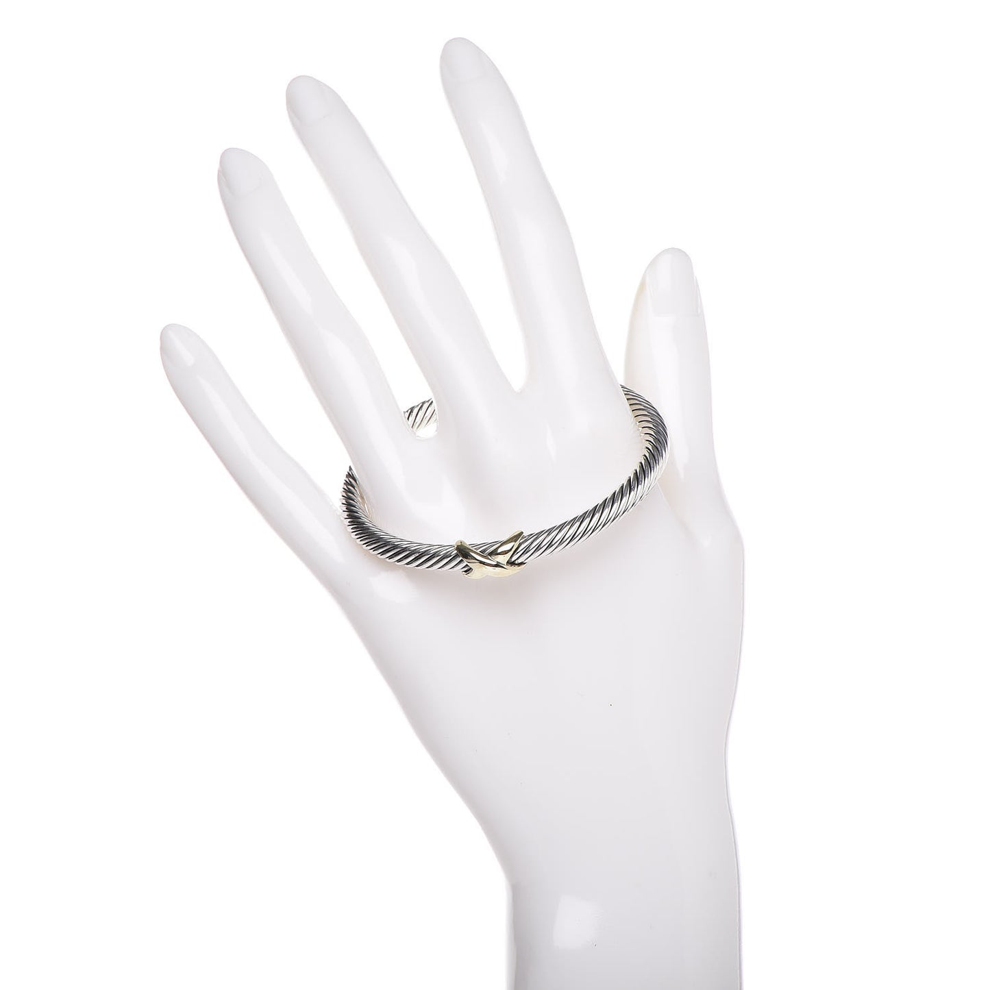 Sterling Silver 14K Yellow Gold 5mm X Station Cable Bracelet