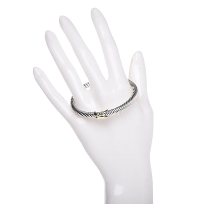 David Yurman Sterling Silver 14K Yellow Gold 5mm X Station Cable Bracelet 2 of 5