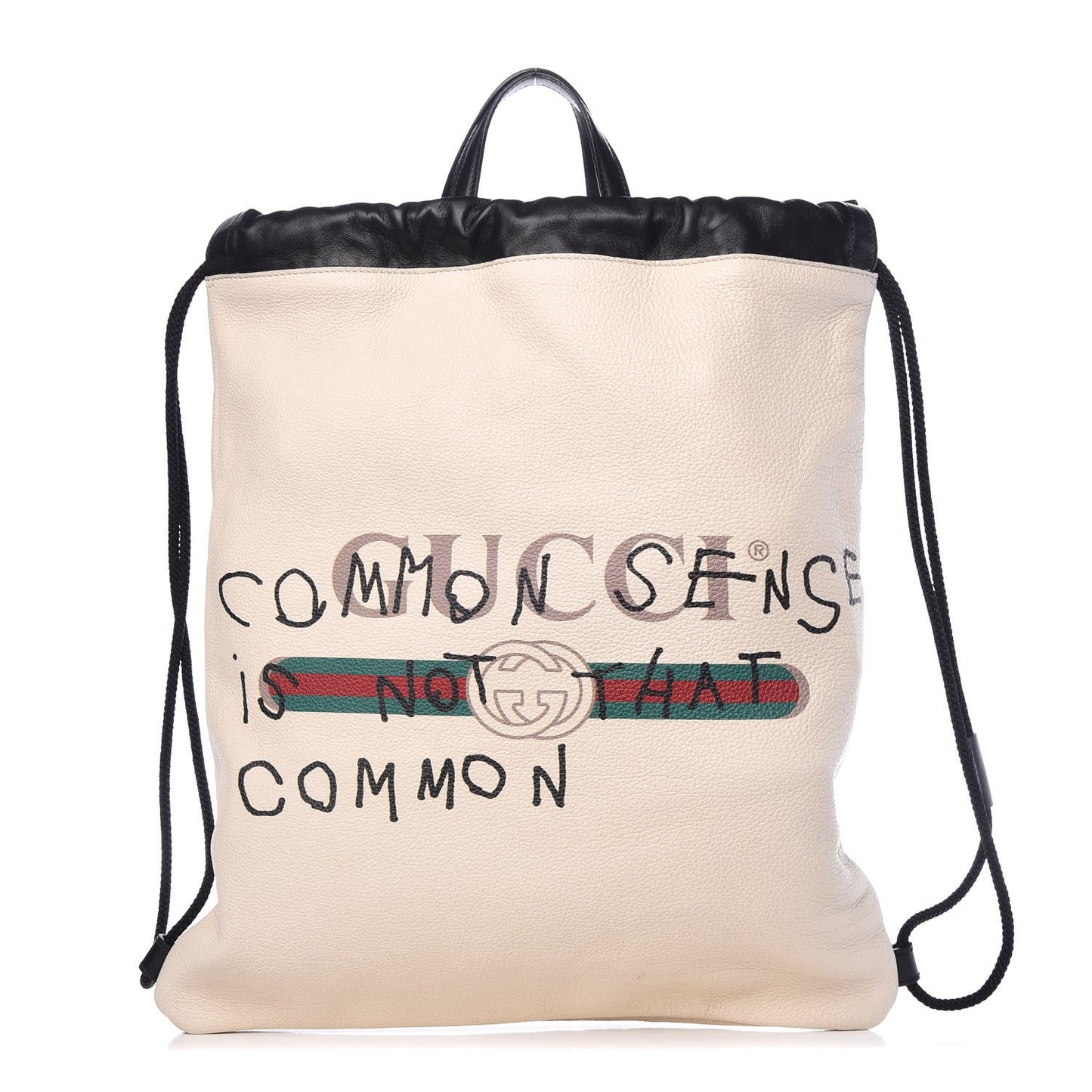 Calfskin Coco Capitan Logo Drawstring Backpack Mystic White