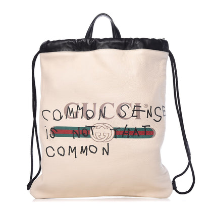 Gucci Calfskin Coco Capitan Logo Drawstring Backpack Mystic White 1 of 9