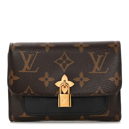 Louis Vuitton Monogram Flower Lock Compact Wallet Black 1 of 12