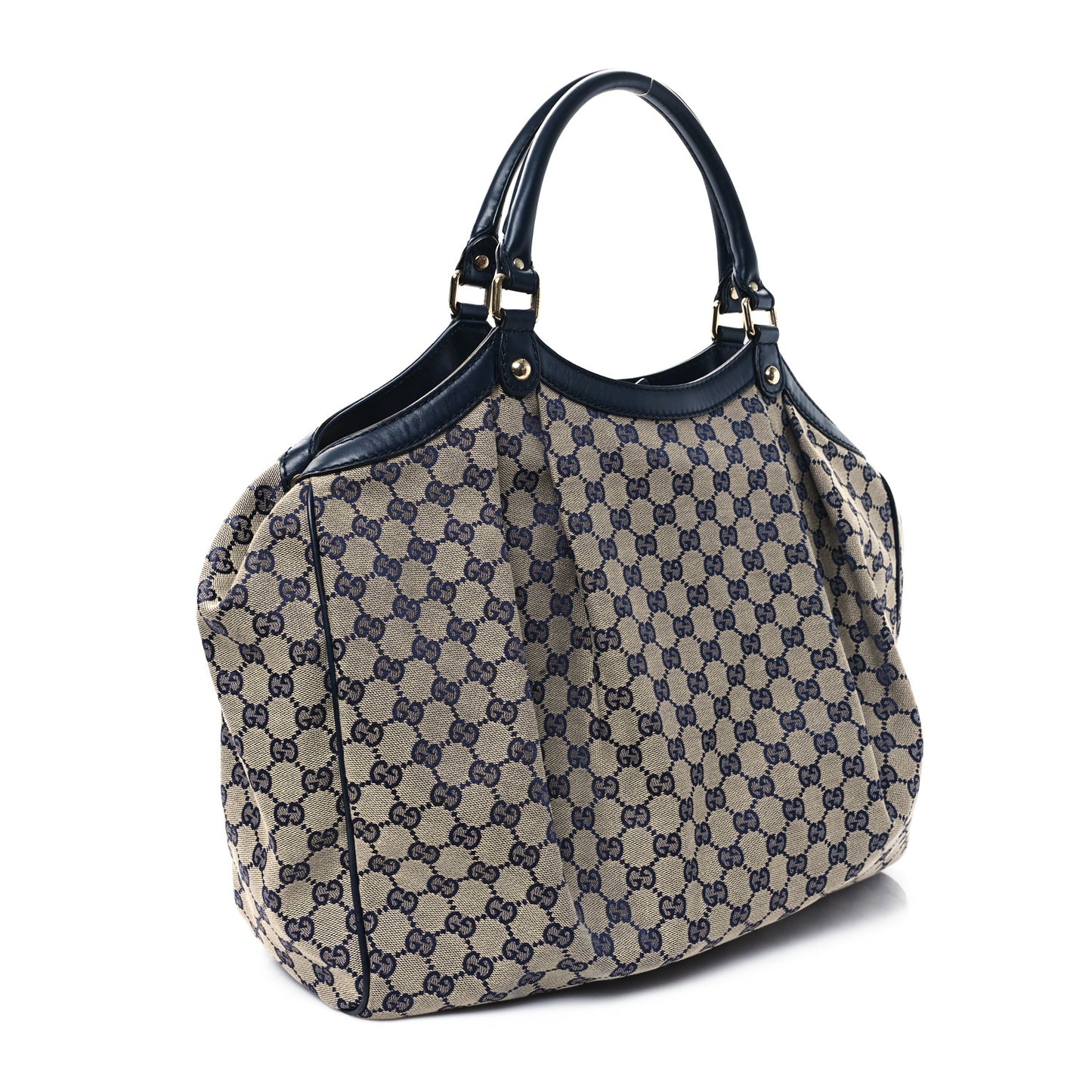 Monogram Calfskin Large Sukey Tote Beige Blue