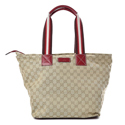 Gucci GG Monogram Large Web Handle Bucket Tote Red 1 of 14