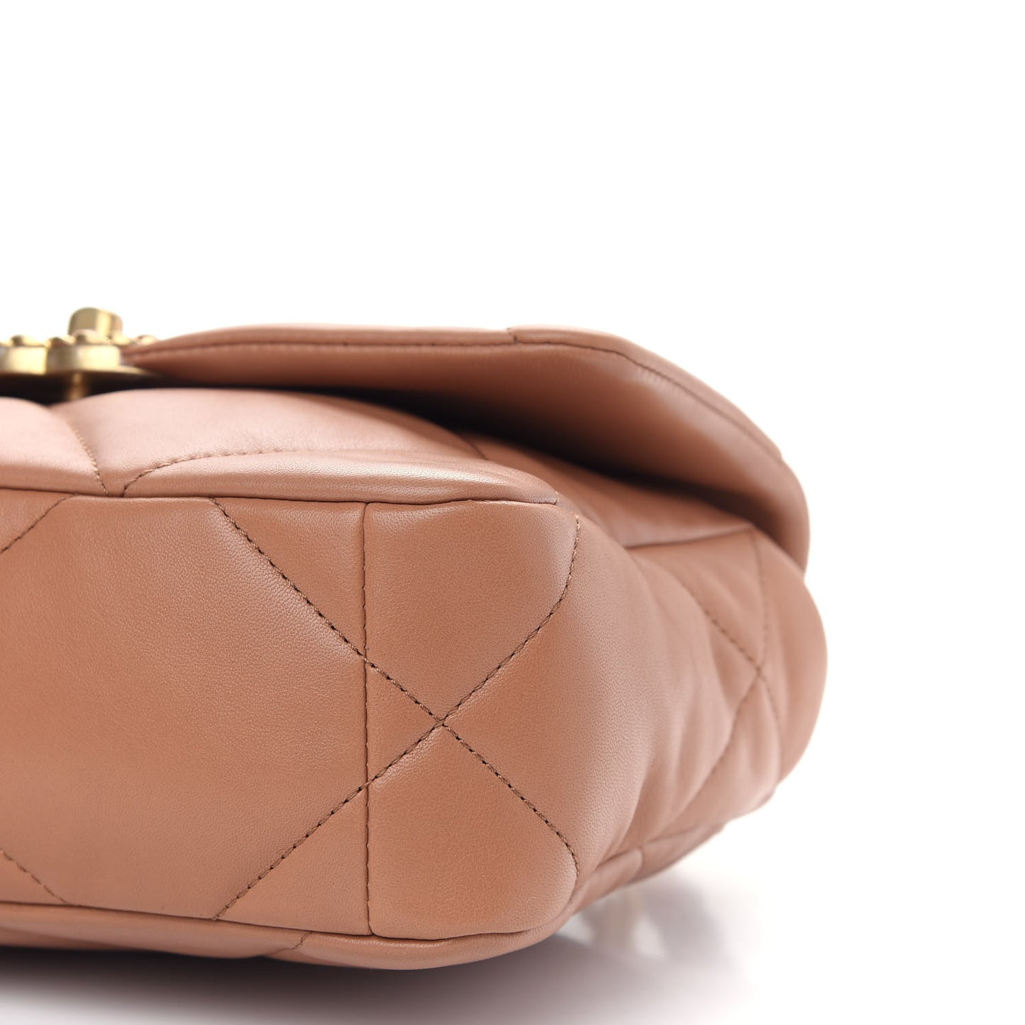 Lambskin Quilted Medium Chanel 19 Flap Light Brown