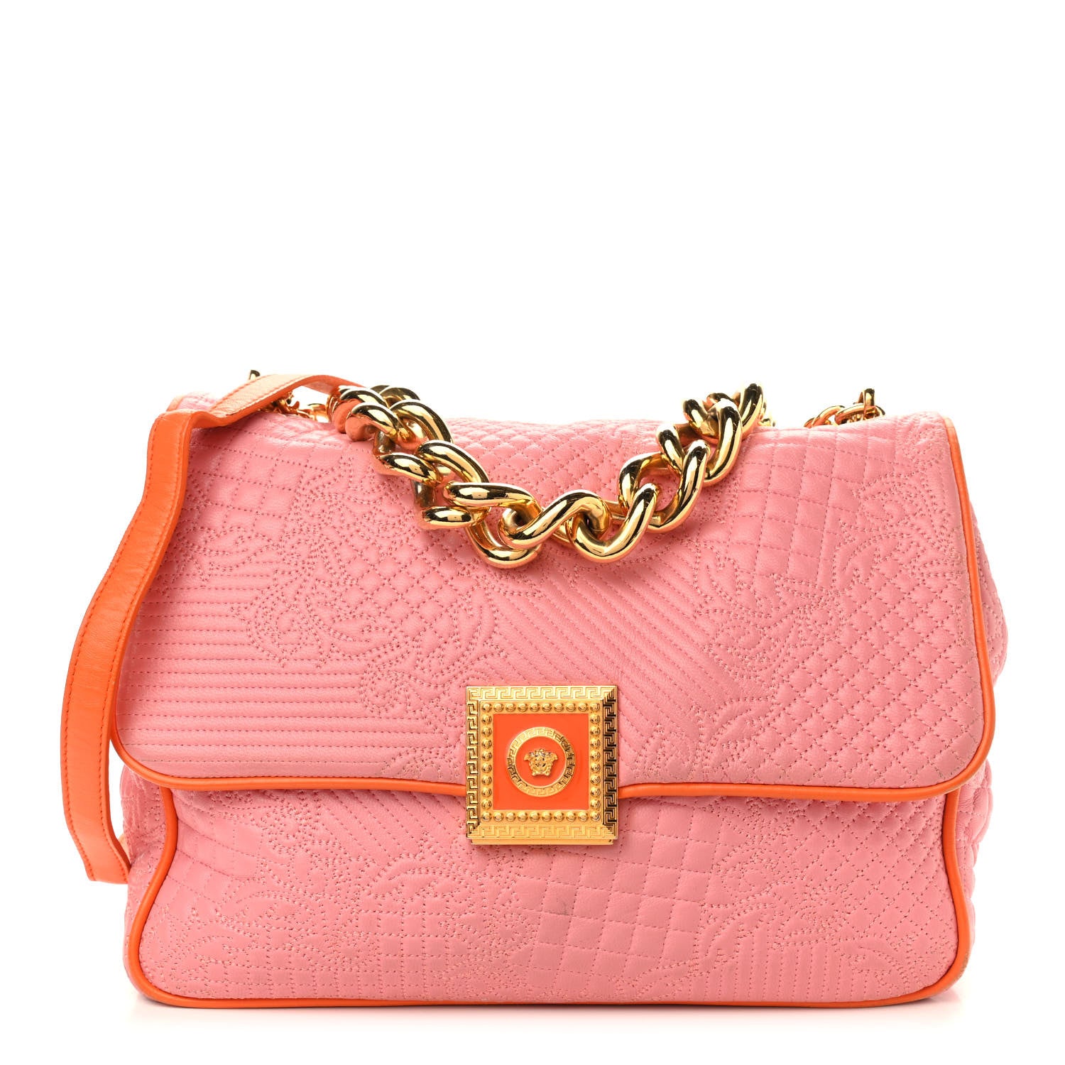Versace Leather Microvanitas Quilted New Icon Handbag Pink 1 of 12