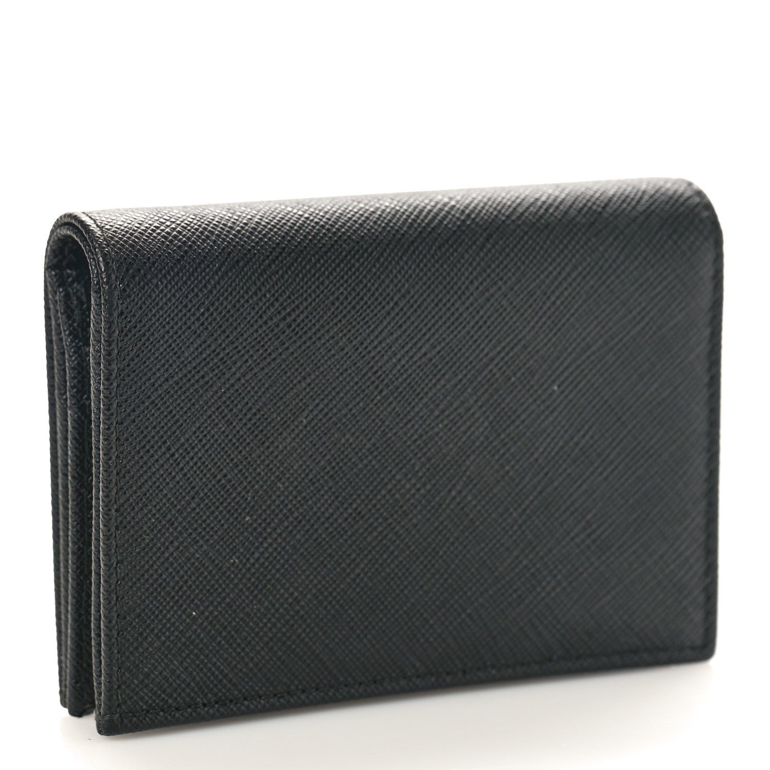 Prada Saffiano Triangle Bi-Fold Wallet Black 3 of 7