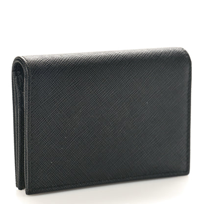 Prada Saffiano Triangle Bi-Fold Wallet Black 3 of 7
