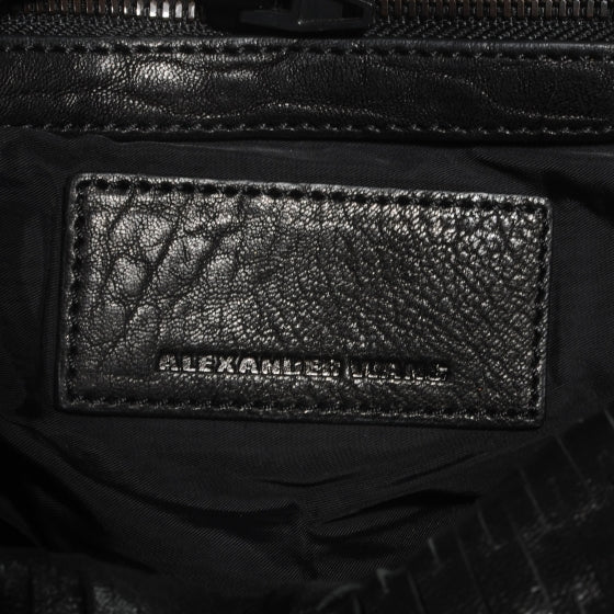 Leather Laser Cut Rocco Duffel w Black Nickel Hardware Black