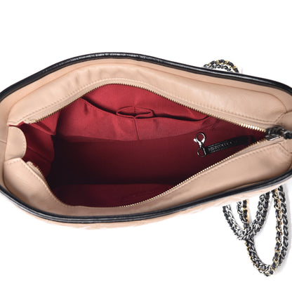 Chanel Aged Calfskin Quilted Medium Gabrielle Hobo Beige Black 4 of 8