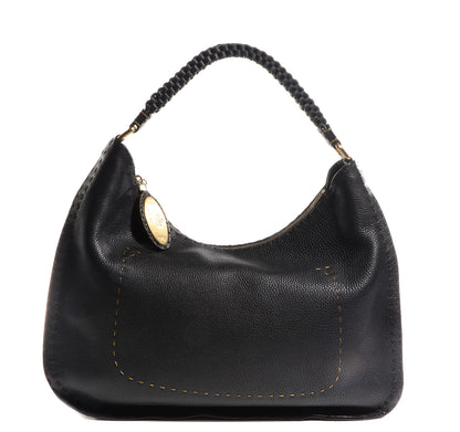 Fendi Calfskin Romano Selleria Shoulder Bag Black 1 of 7