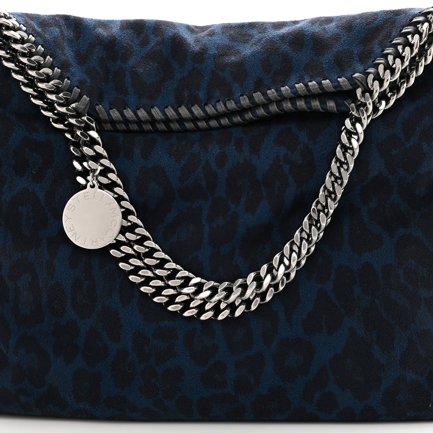 Shaggy Deer Leopard Print Small Falabella Tote Blue