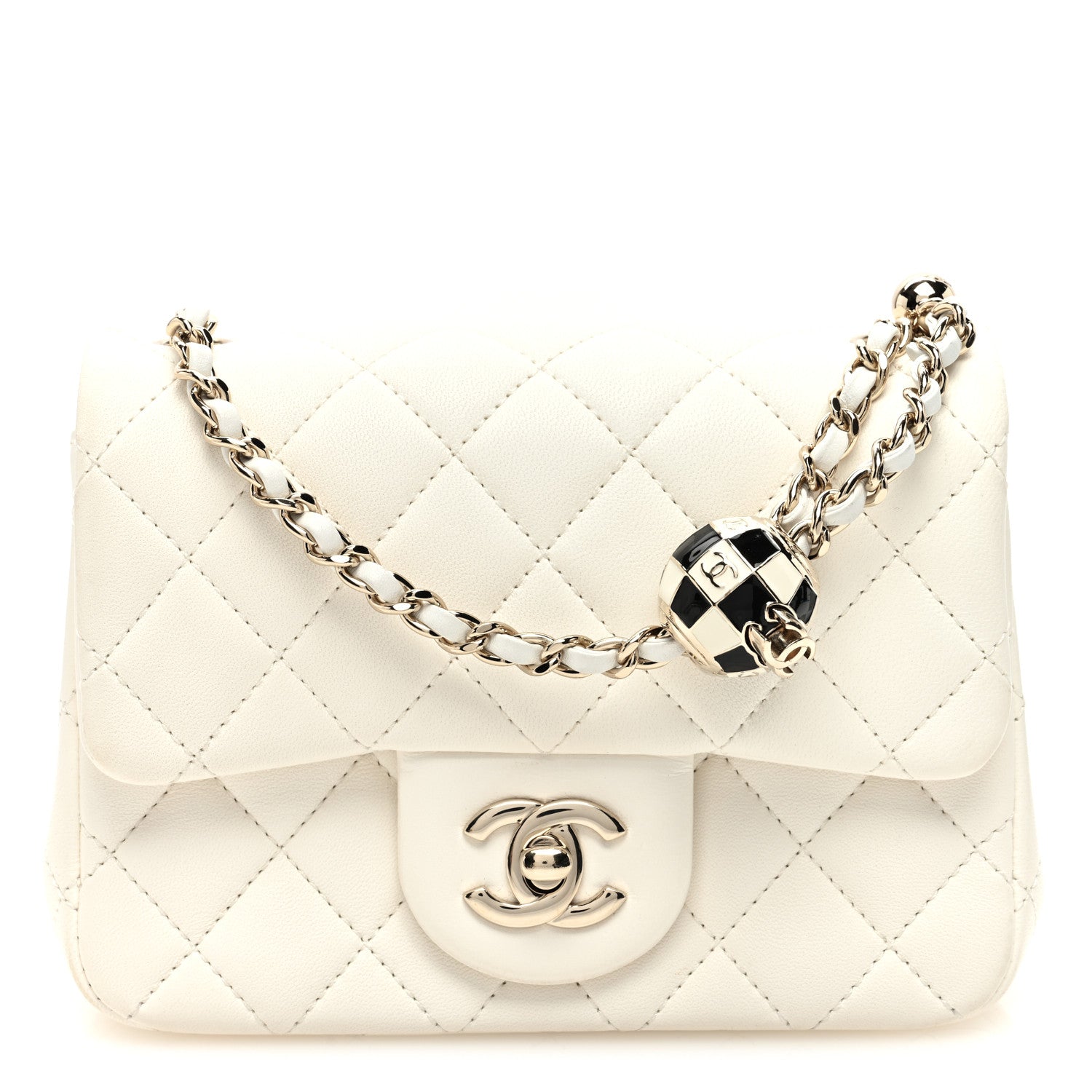 Chanel Lambskin Quilted Enamel Mini Pearl Crush Flap White 1 of 11