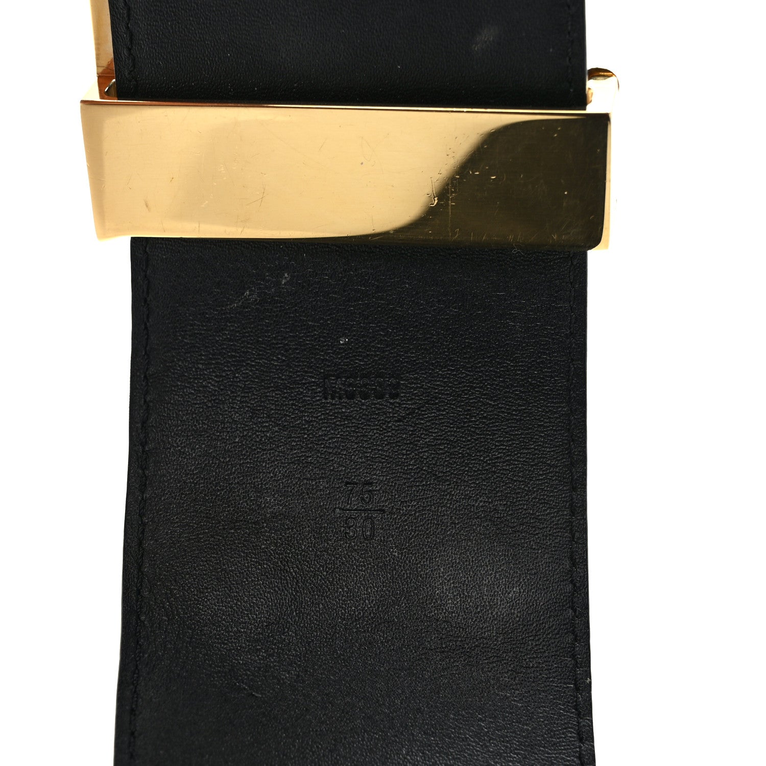 Louis Vuitton Calfskin LV Initiales Clous Belt 75 30 Black Gold 4 of 6