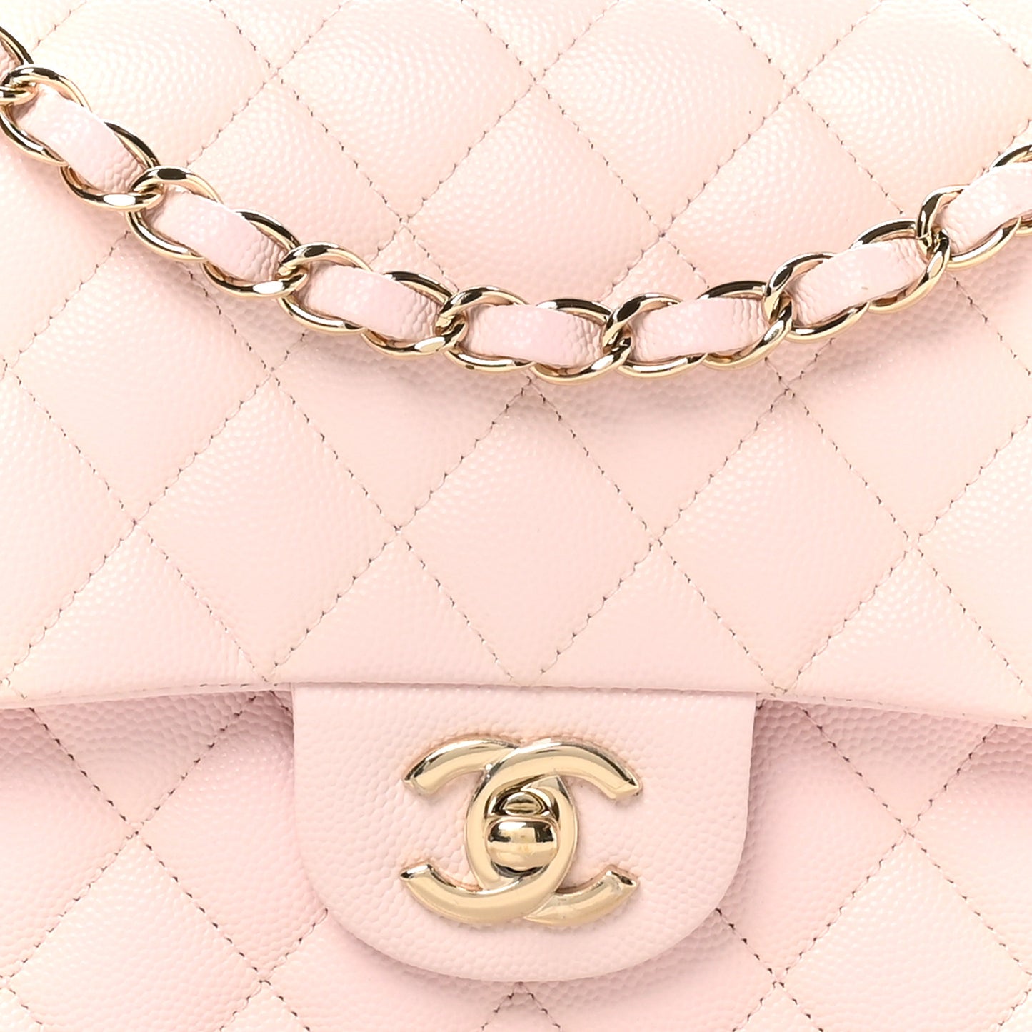 Caviar Quilted Medium Double Flap Light Pink