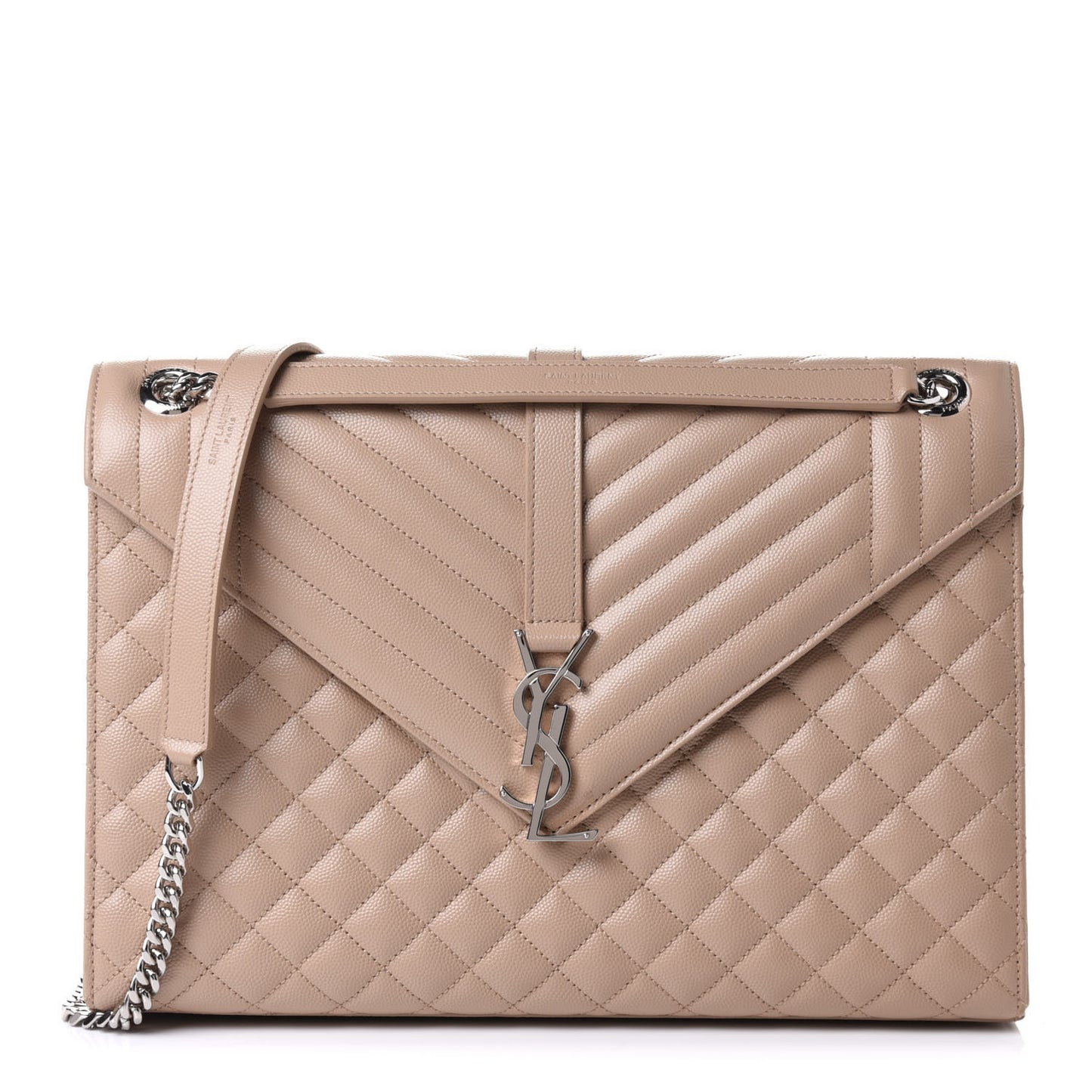 Grain De Poudre Large Tri-Quilt Monogram Satchel Dark Beige