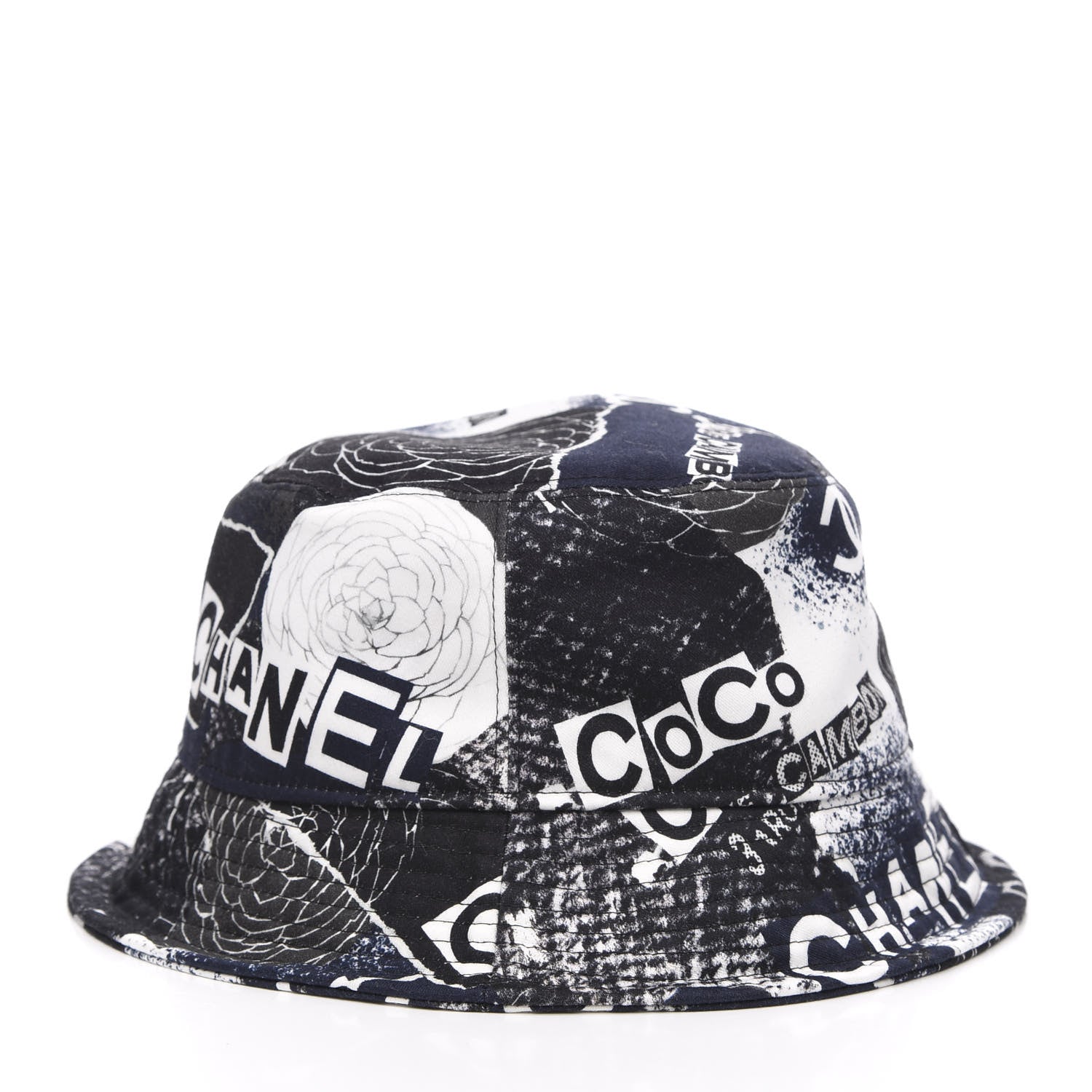 Chanel Cotton Coco Print Bucket Hat M Navy Black White 3 of 7
