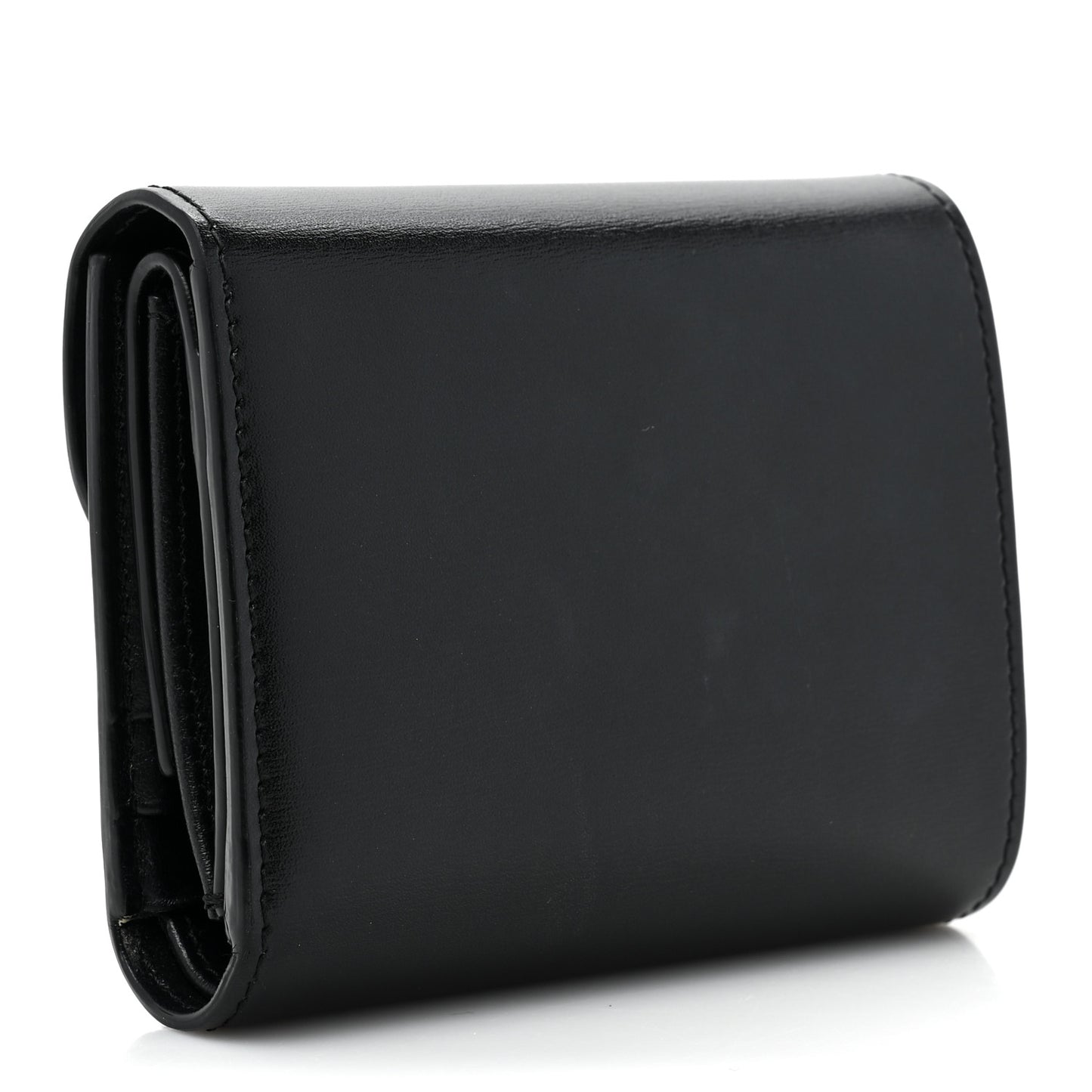 Shiny Calfskin Small Triomphe Wallet Black
