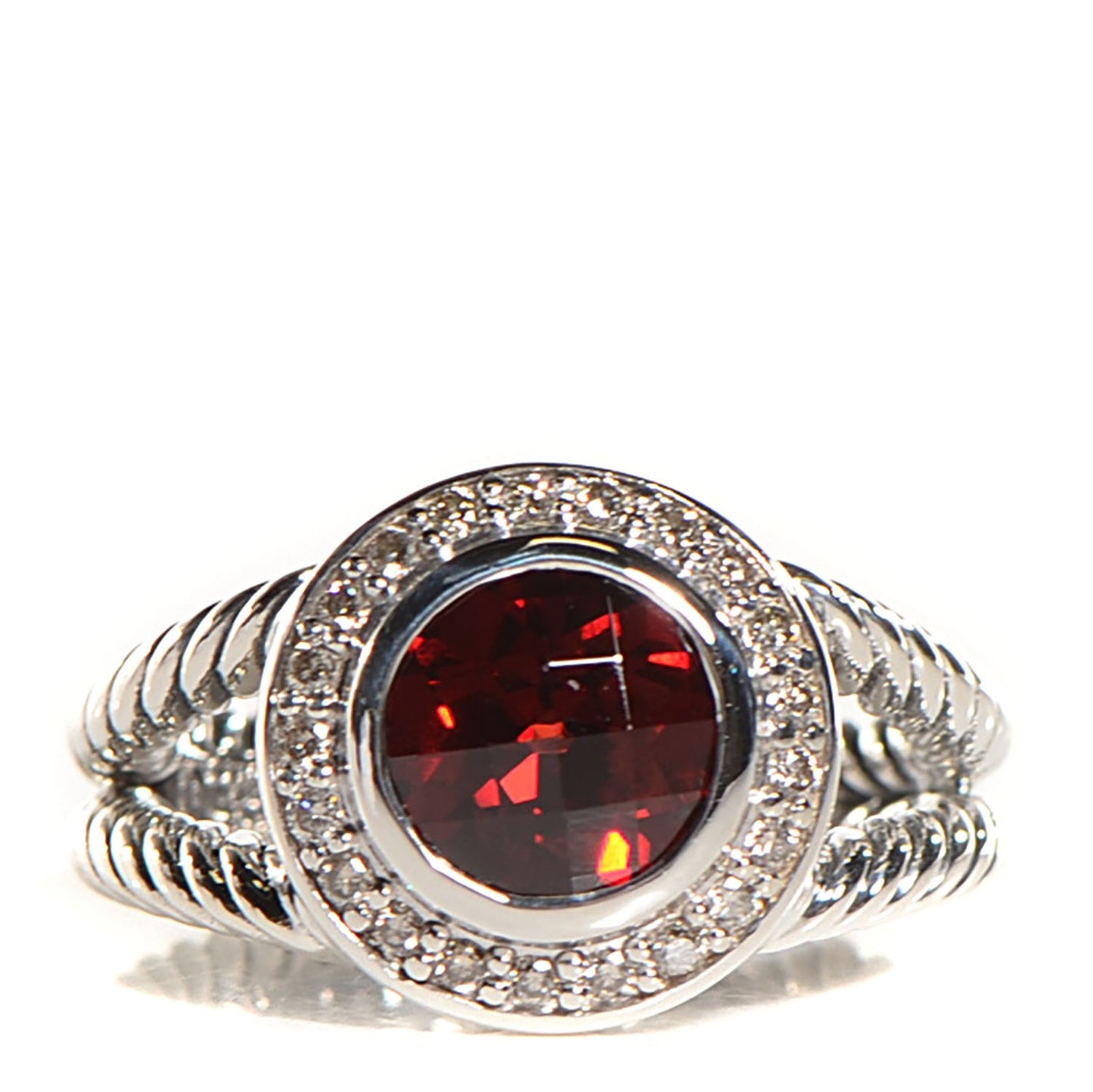 Sterling Silver Diamond Garnet 8mm Petite Cerise Ring 54 7