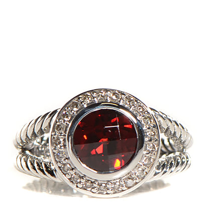 David Yurman Sterling Silver Diamond Garnet 8mm Petite Cerise Ring 54 7 1 of 4
