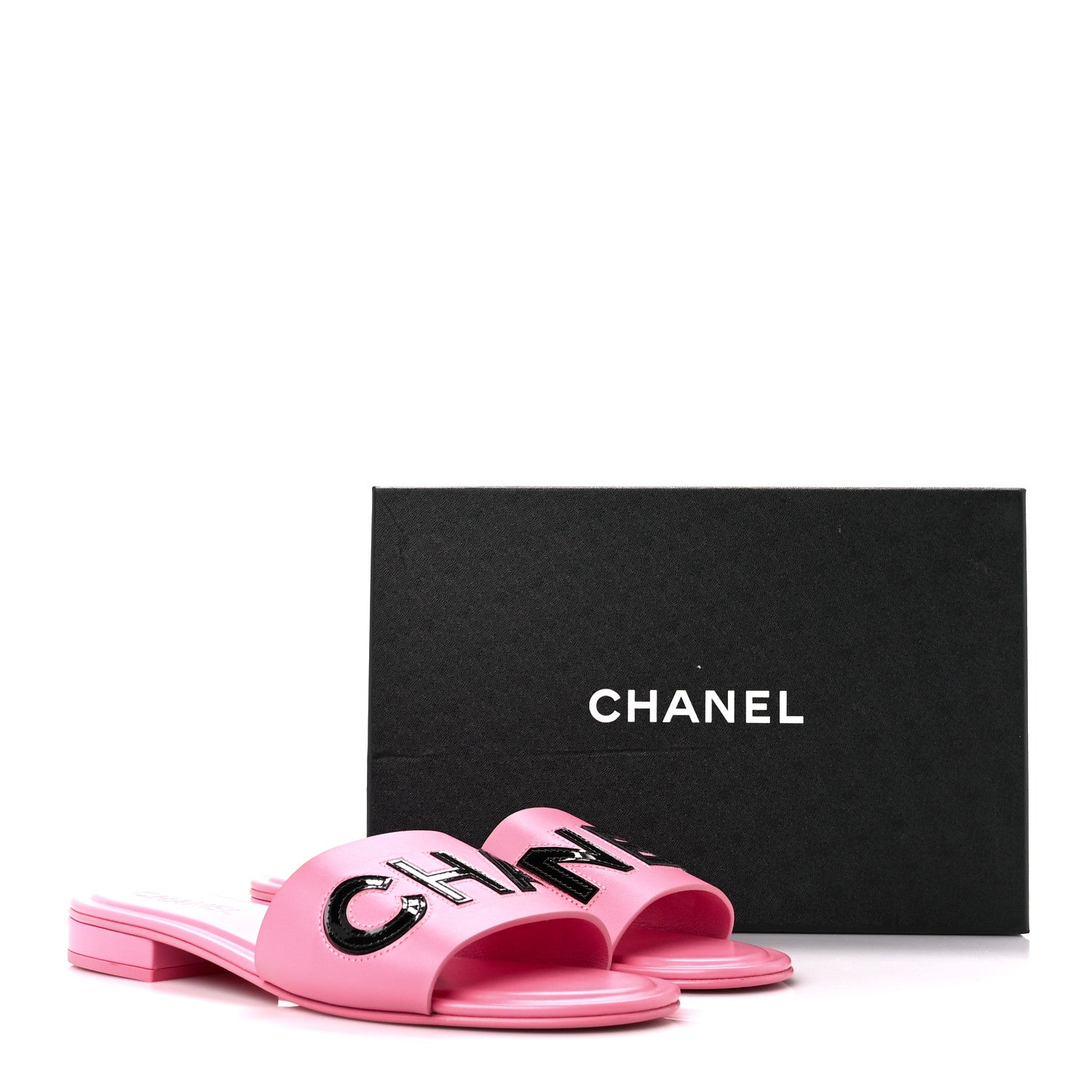 Chanel Calfskin Patent Calfskin Logo Mules 41 Pink Black 9 of 9