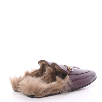 Gucci Malaga Kid Fur Womens Princetown Slippers 41.5 Vintage Bordeaux 4 of 7