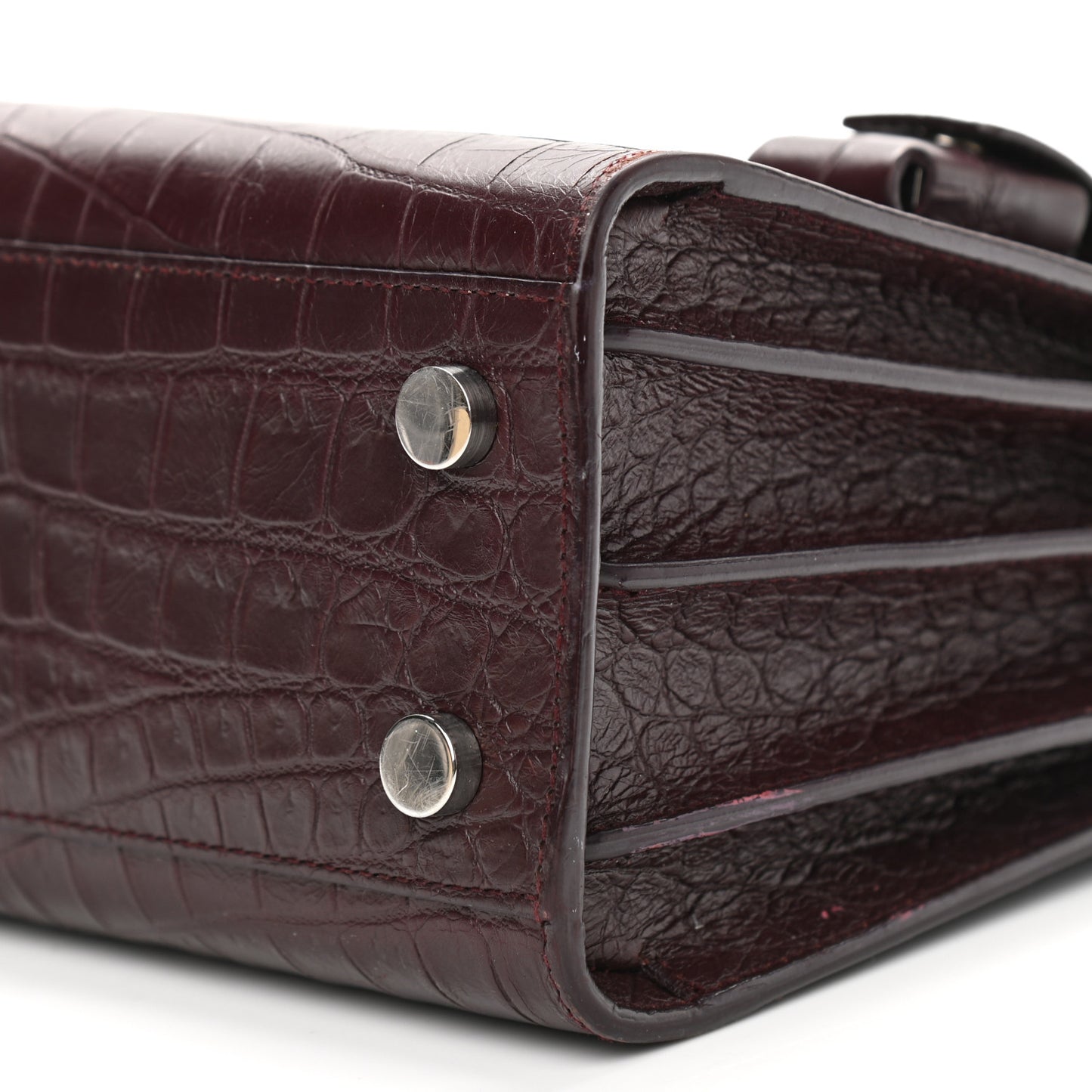 Calfskin Crocodile Embossed Nano Sac De Jour Bordeaux