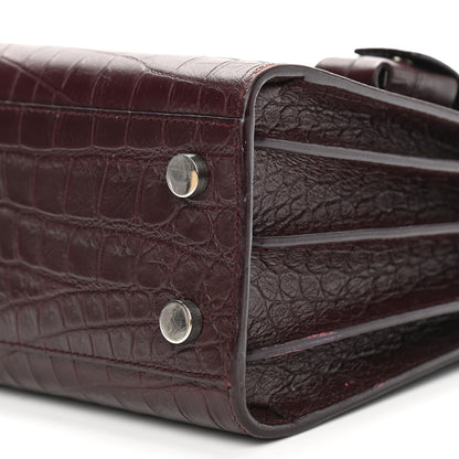 Saint Laurent Calfskin Crocodile Embossed Nano Sac De Jour Bordeaux 10 of 13