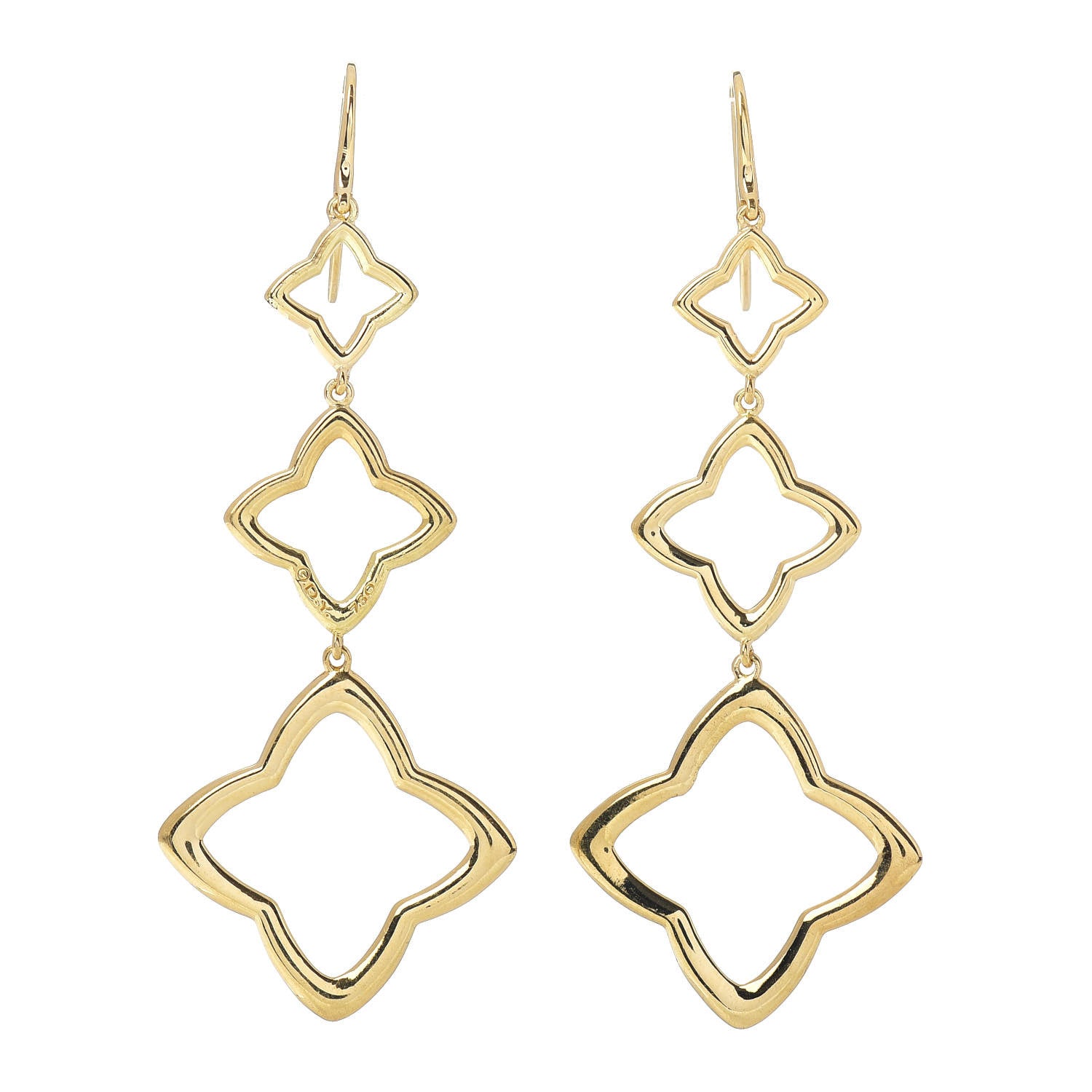 David Yurman 18K Yellow Gold Quatrefoil Drop Earrings 1 of 4