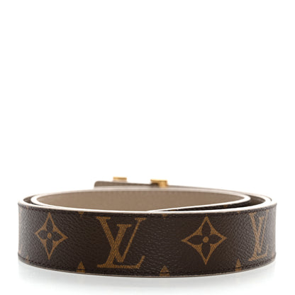 Louis Vuitton Calfskin Monogram 30mm LV Initiales Reversible Belt 85/34 Beige 2 of 5
