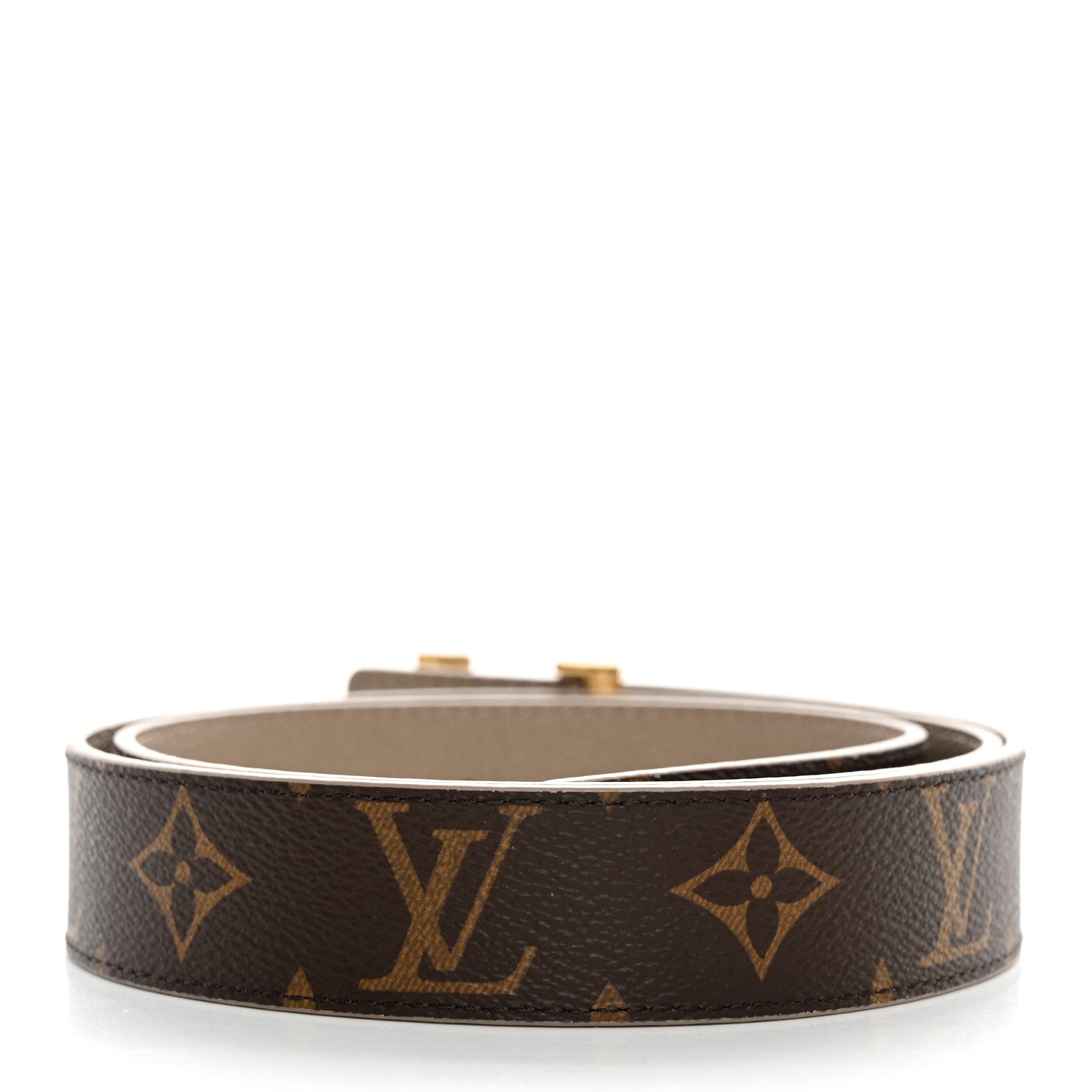 Louis Vuitton Calfskin Monogram 30mm LV Initiales Reversible Belt 90 36 Beige 2 of 5