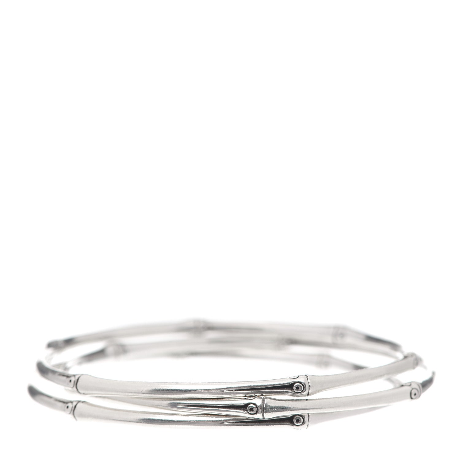 John Hardy Sterling Silver Bamboo Bangle Bracelet Set of 3 3 of 5