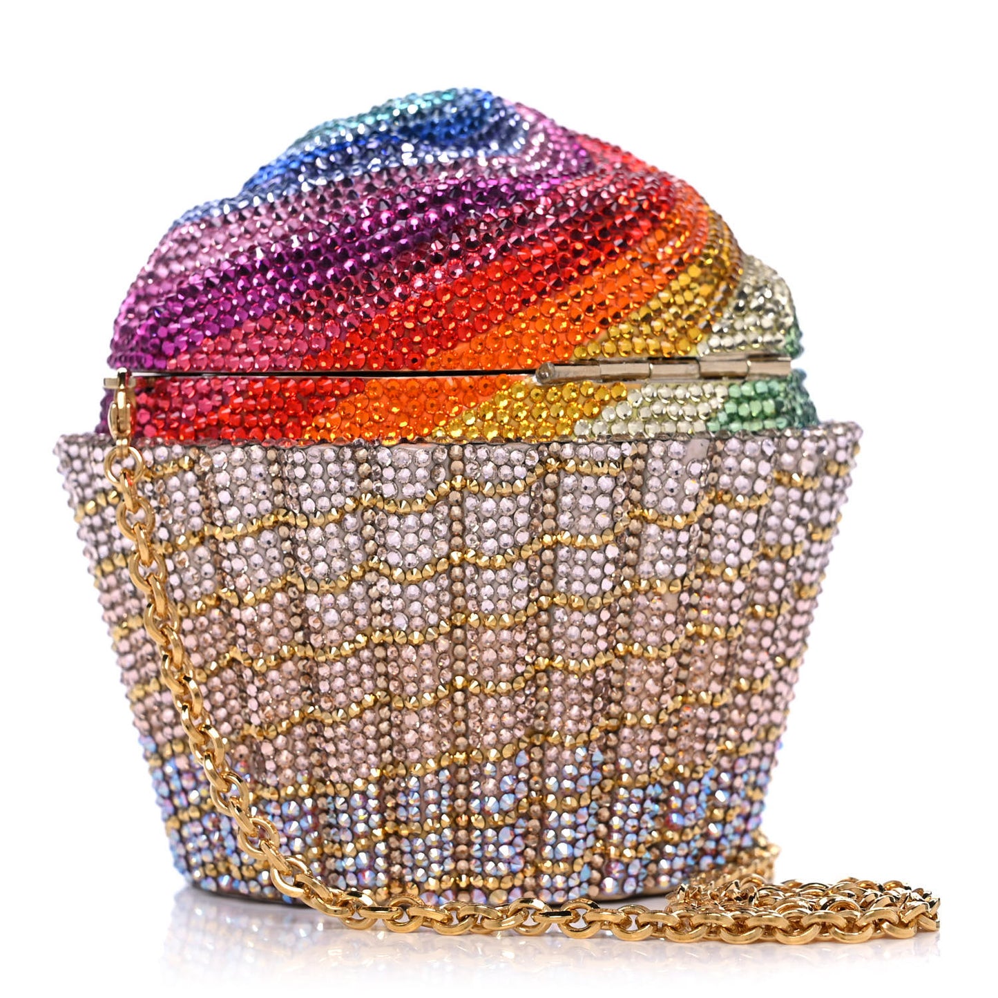 Crystal Cupcake Minaudiere Clutch Gold Multicolor