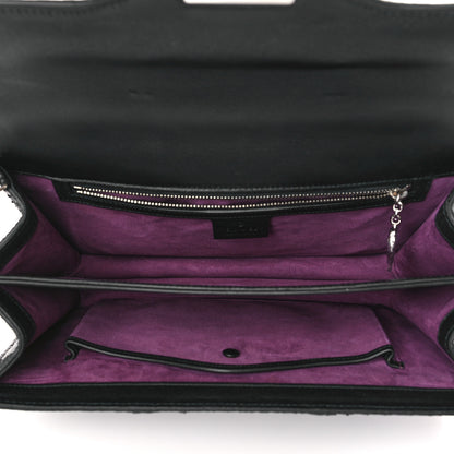 Gucci Snakeskin Small Lady Lock Briefcase Clutch Black 6 of 10