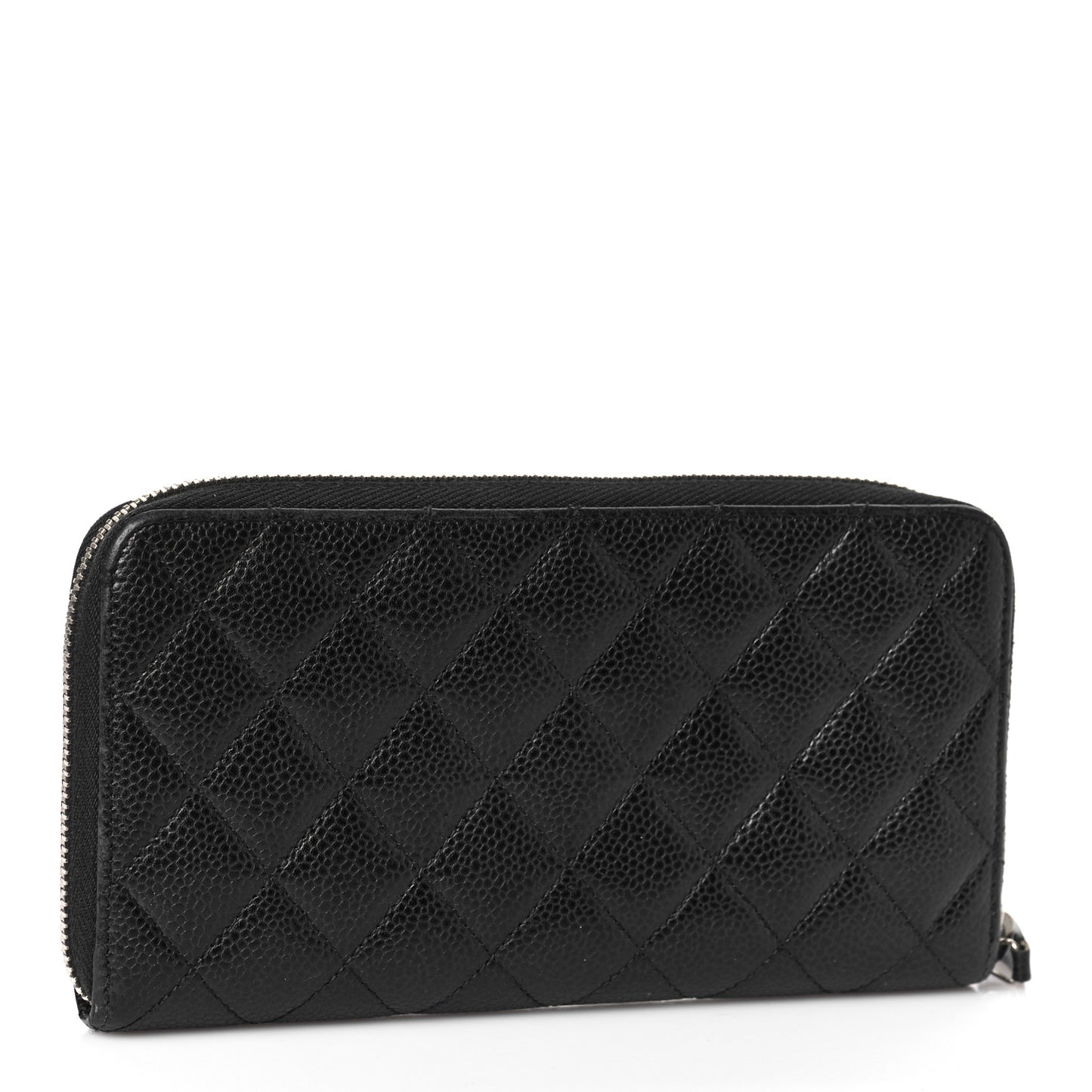 Caviar Quilted Large Gusset Zip Around Wallet Black