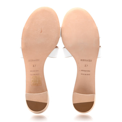 Hermes Calfskin Oasis Sandals 37 White 5 of 8