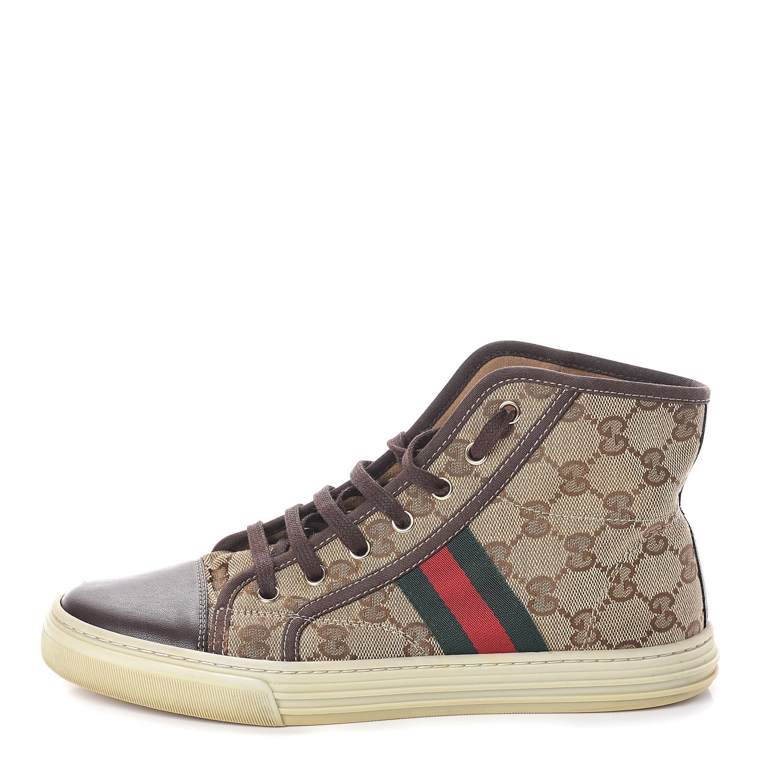 Gucci GG Monogram Web Womens High Top Sneakers 39 Brown 1 of 7