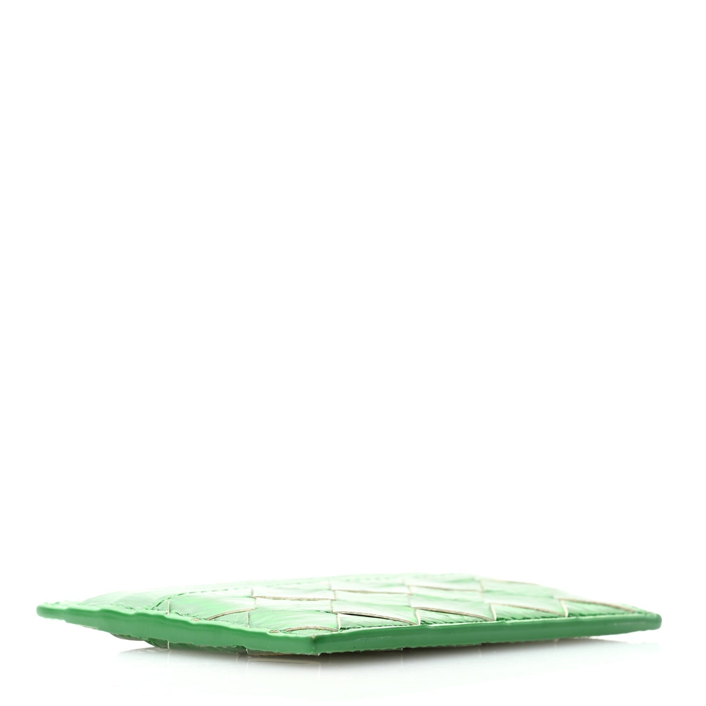 Metallic Calfskin Intrecciato Zip Card Holder Envy