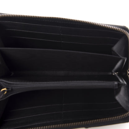 Gucci Calfskin Matelasse GG Marmont Zip Around Wallet Black White 5 of 6