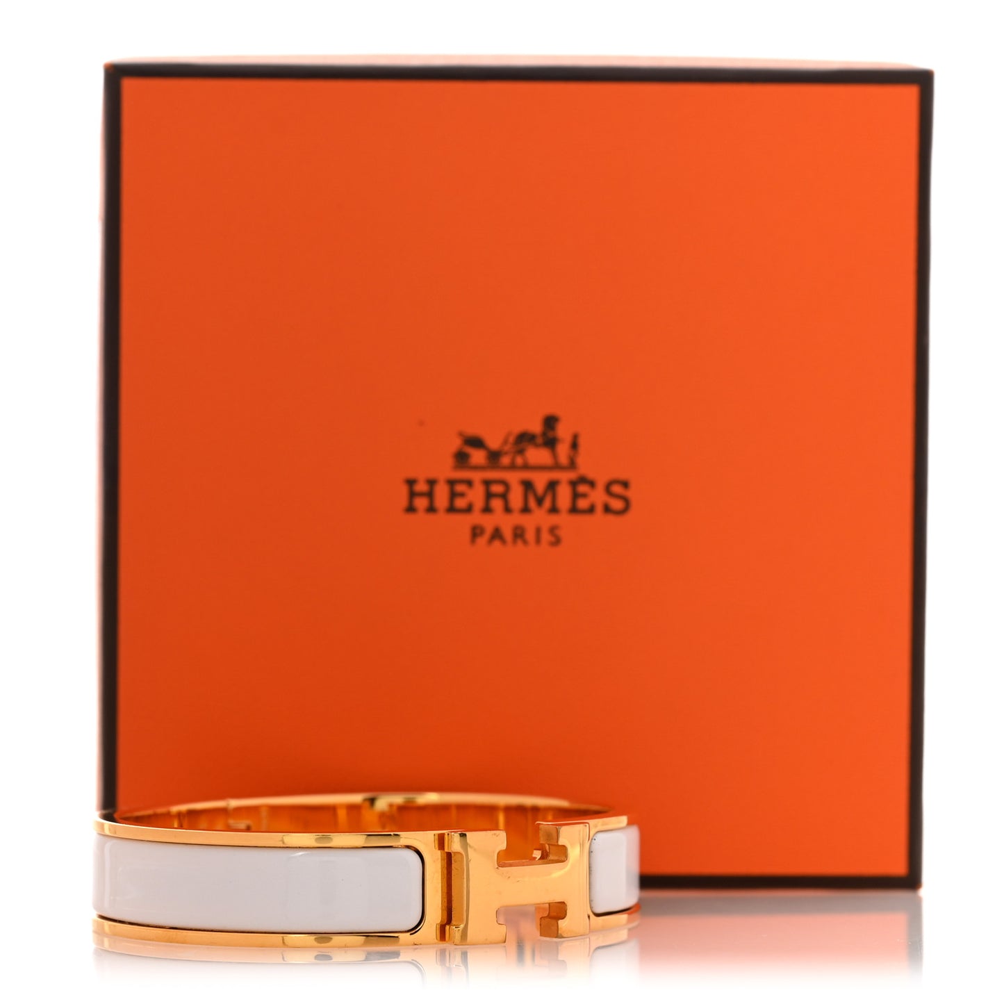 Enamel Narrow Clic Clac H Bracelet PM White