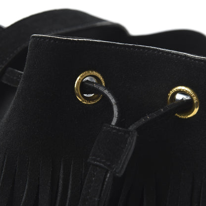 Saint Laurent Suede Calfskin Small Emmanuelle Fringe Bucket Bag Black 11 of 11