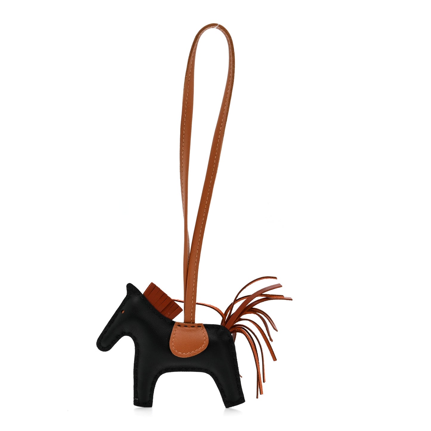 Milo Lambskin Grigri Rodeo Horse Bag Charm PM Black Sienne Gold