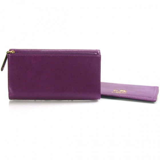 COACHLeatherMadisonCheckbookWalletPurple