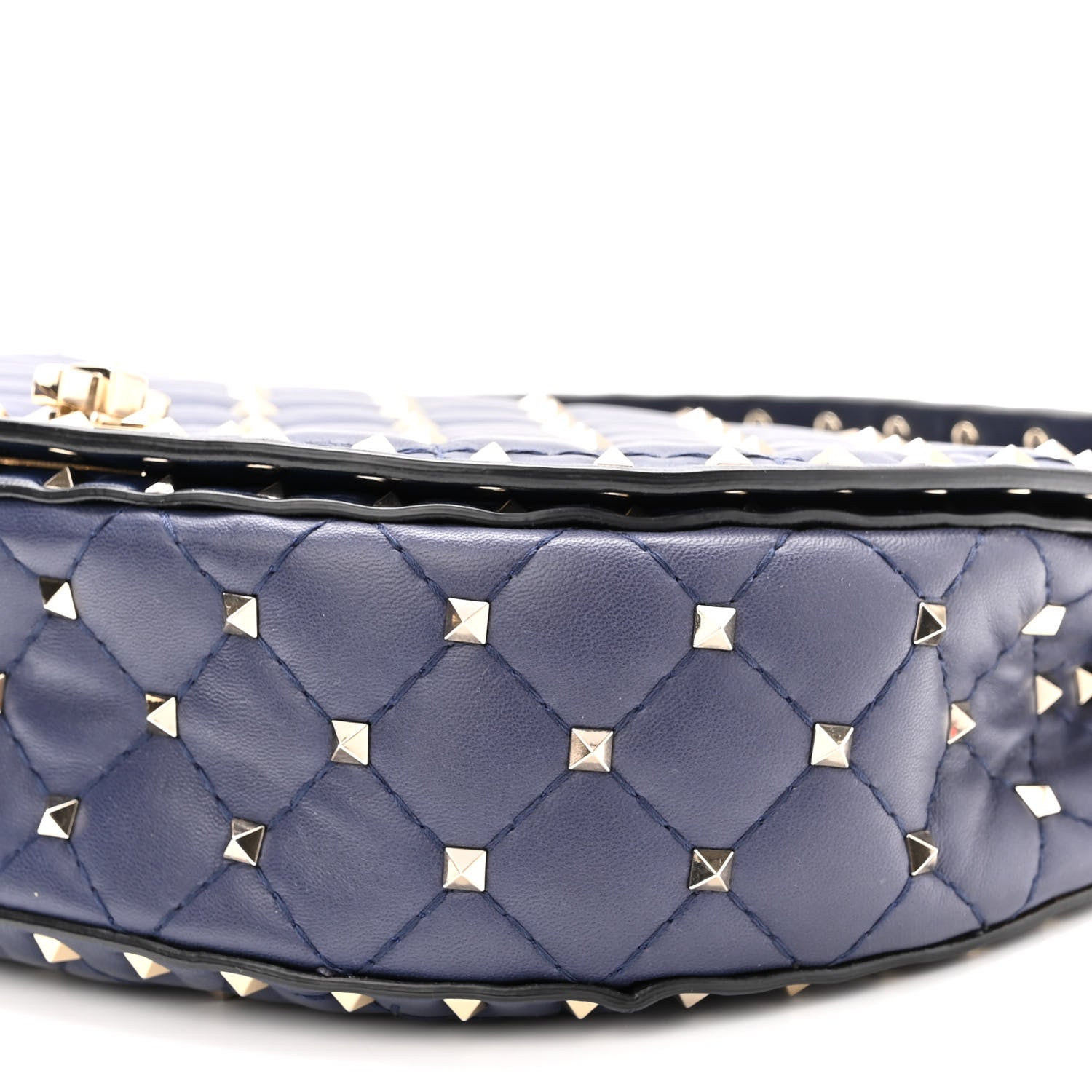 Valentino Garavani Nappa Medium Rockstud Spike Halfmoon Saddle Bag Blue 9 of 11