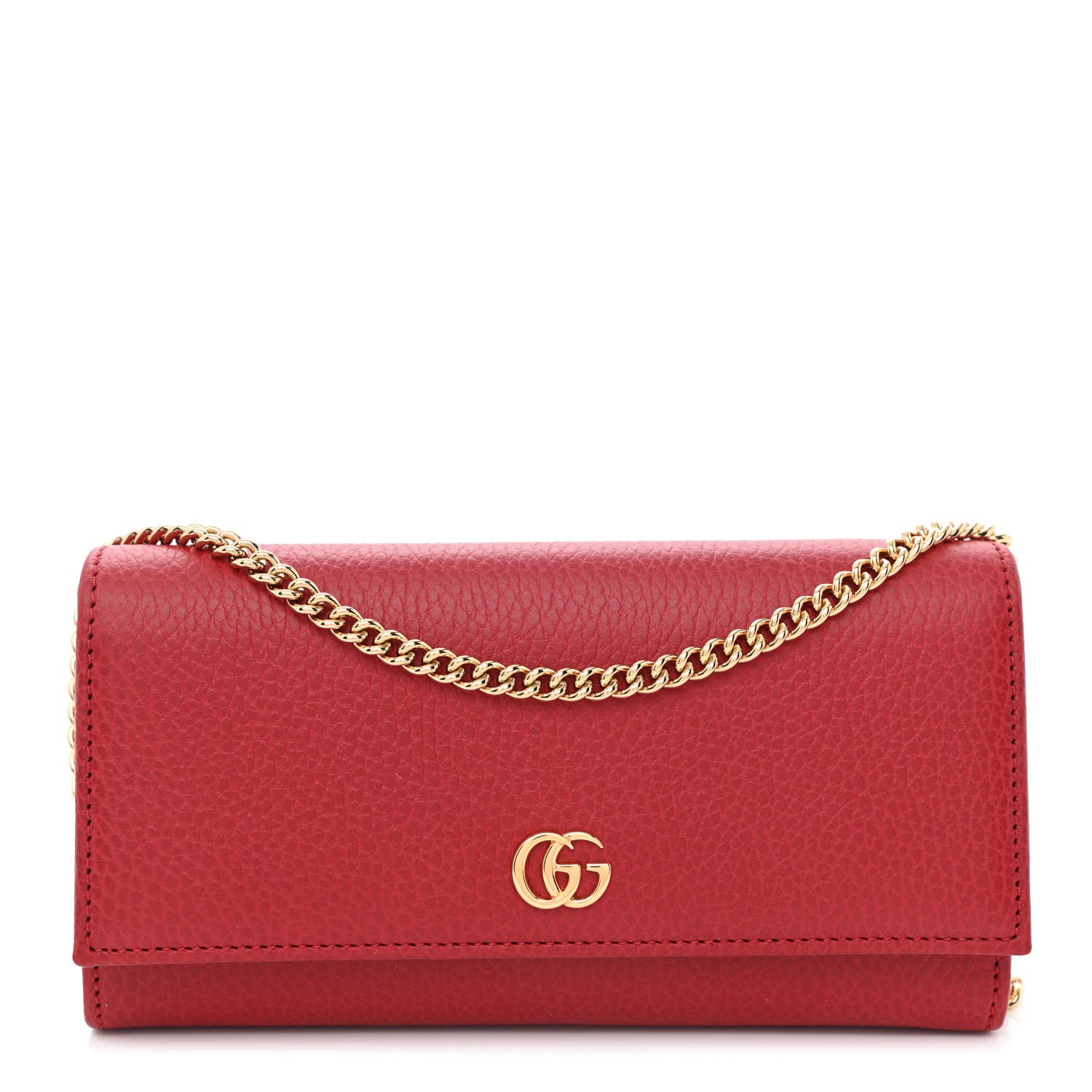 Gucci Dollar Calfskin Petite GG Marmont Wallet Chain Bag Hibiscus Red 1 of 11