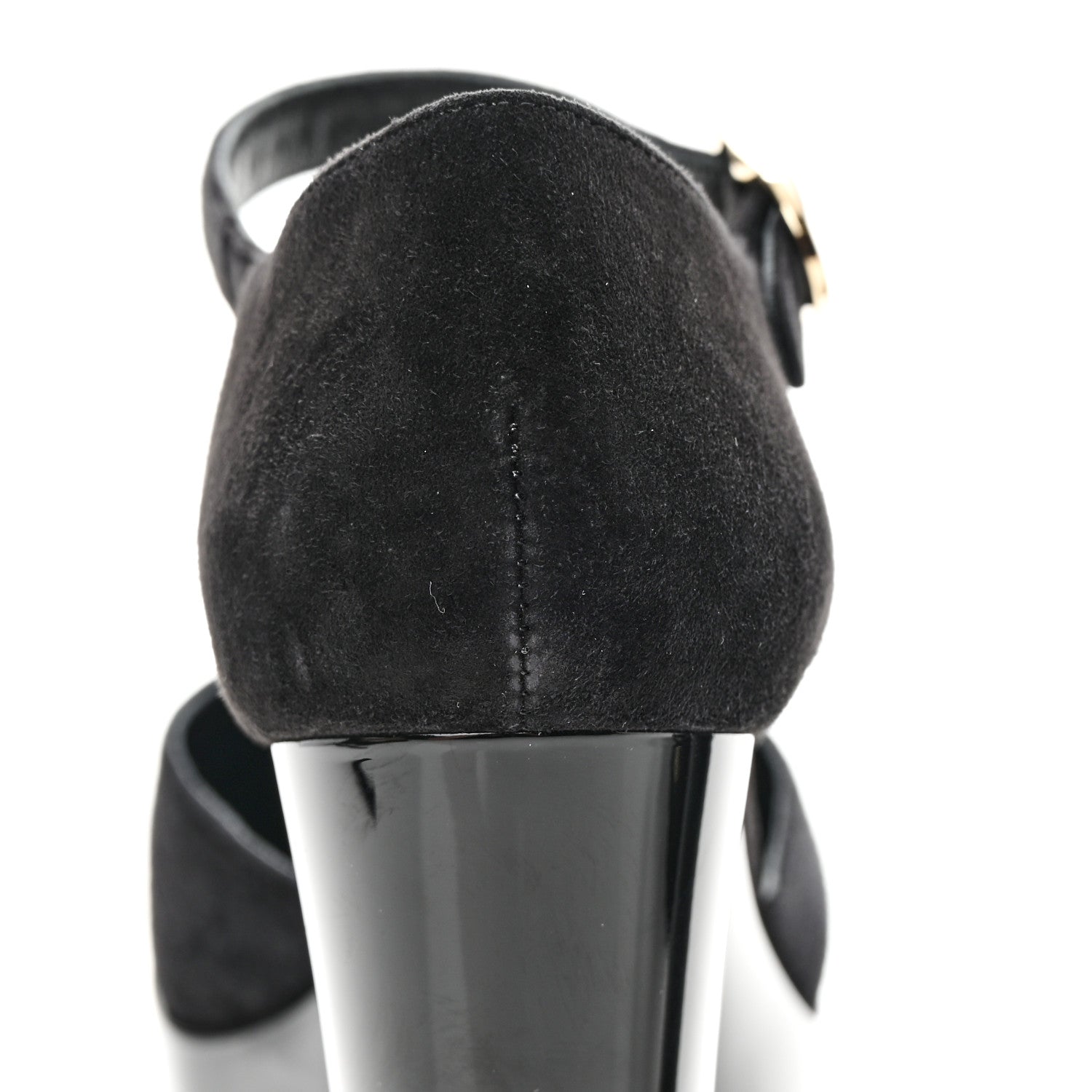 Chanel Patent Suede CC Platform Pumps 37.5 Black 11 of 13