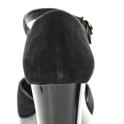 Chanel Patent Suede CC Platform Pumps 37.5 Black 11 of 13