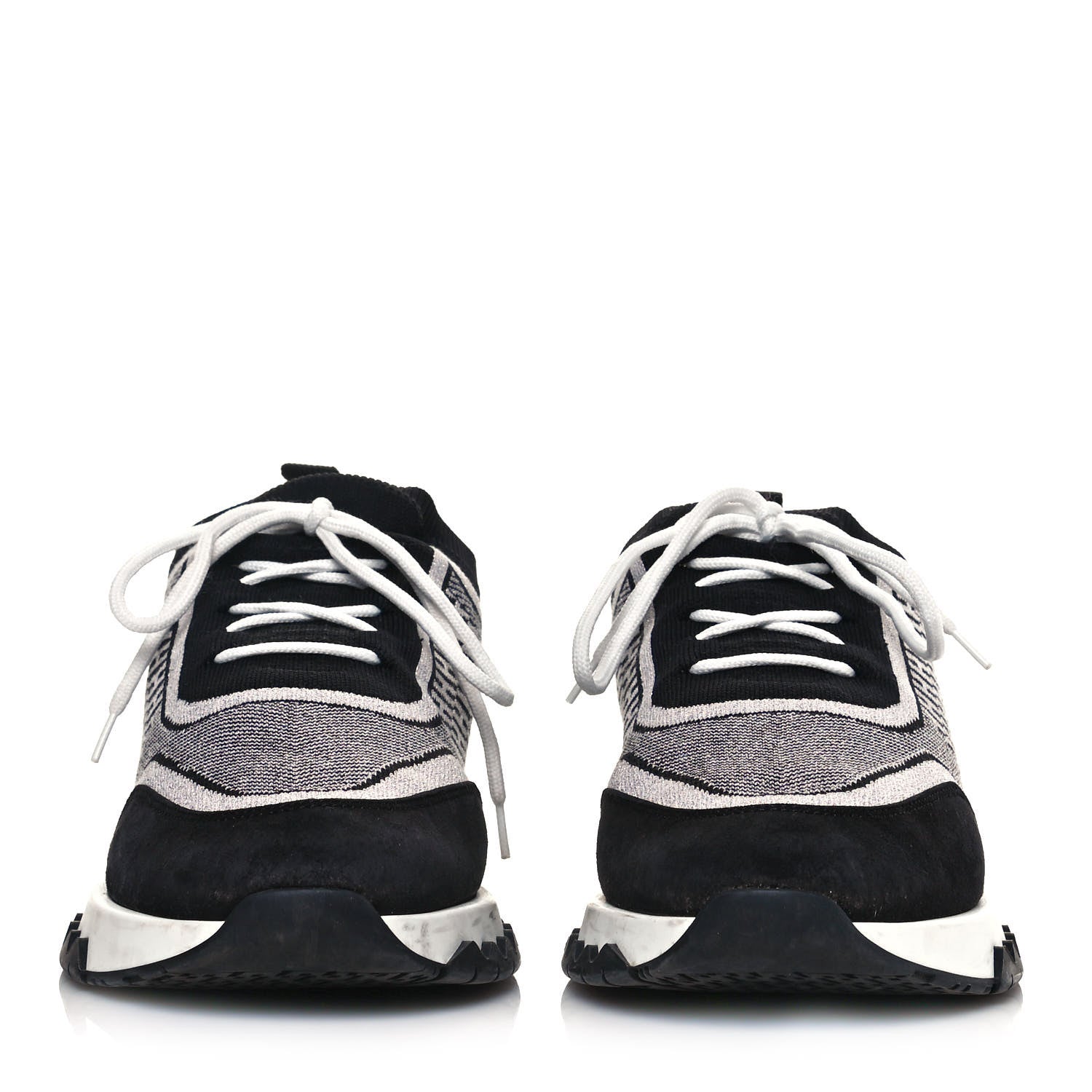 Hermes Knit Bi-Color Womens Addict Sneakers 39 Black White 2 of 17