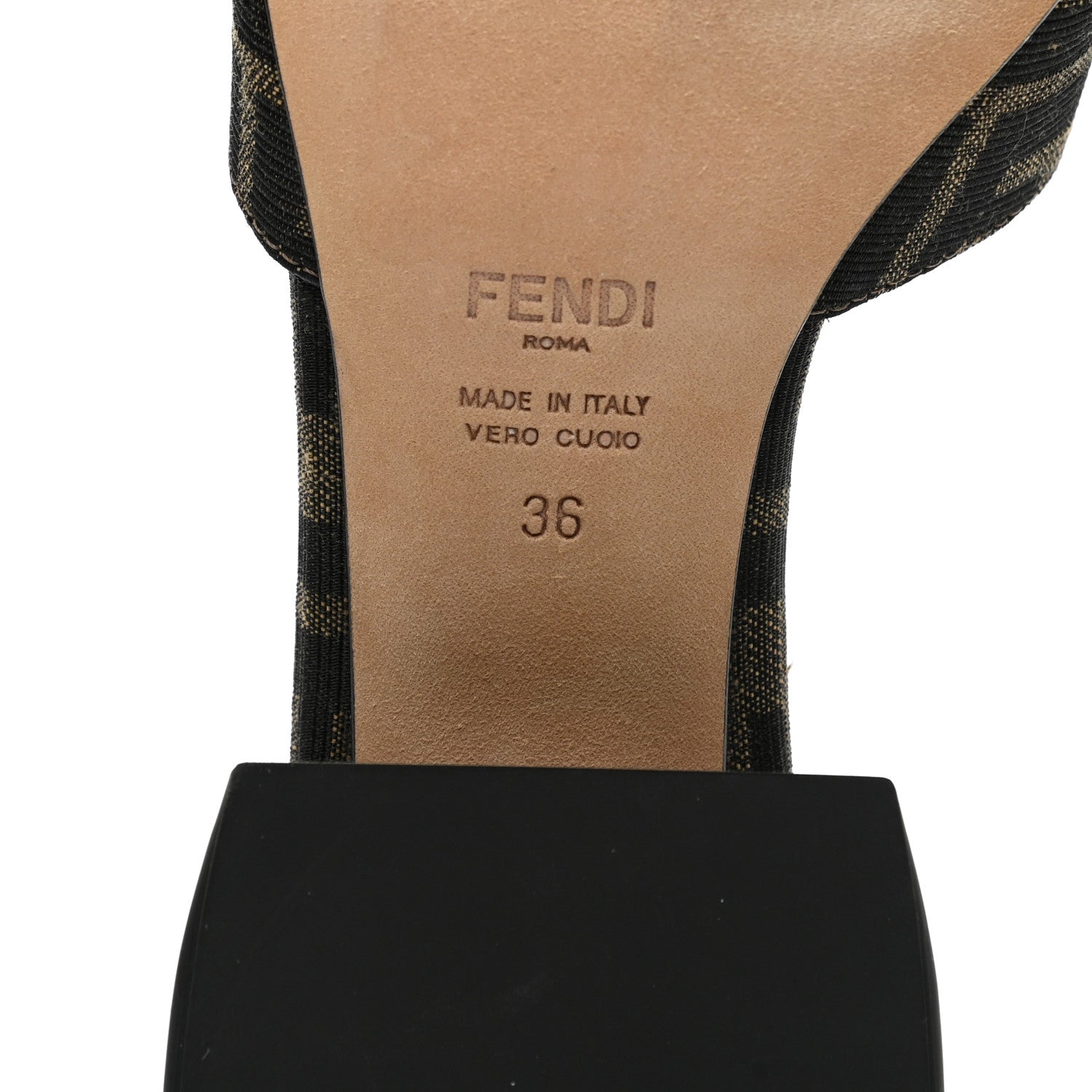 Fendi Jacquard Calfskin FF Crocodile Embossed Promenade Slide Sandals 36 Tobacco Moro Black 6 of 8